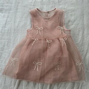 Zara Pink Embellished Organza Bow Dress